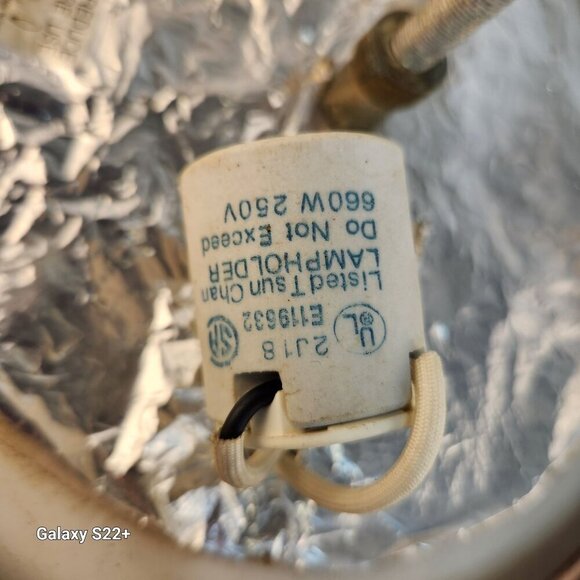 Vintage Ceiling Light Fixture Frosted Glass & Brass Dome With Floral Design 13 i - Picture 12 of 14